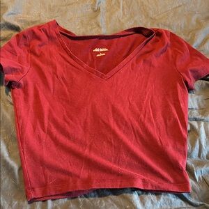 Wild Fable Red Crop Fitted Short Sleeve T-Shirt